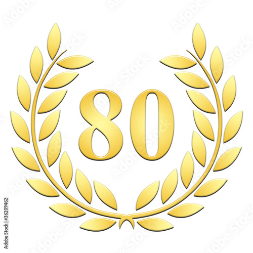 Illustration: Lauriers 80 ans or en relief Lauriers 80 ans or en relief