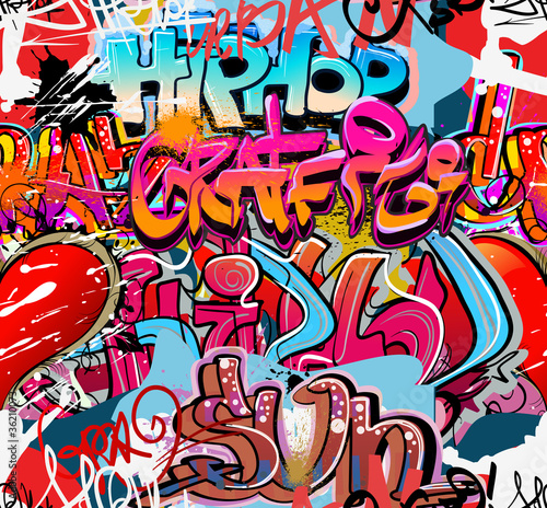  Hip hop graffiti urban art background