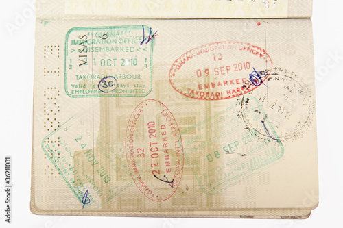 Photo: Immigration stamps passport Immigration stamps passport