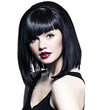 Foto: beautiful girl with perfect skin, red lipstick and black hair beautiful girl with perfect skin, red lipstick and black hair