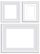 three white frames