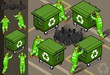 isometric set of garbage man four position