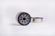 Oil filter and wrench, shallo dof focus on end of filter