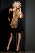 elegant fashionable woman in black dress elegant fashionable woman in black dress