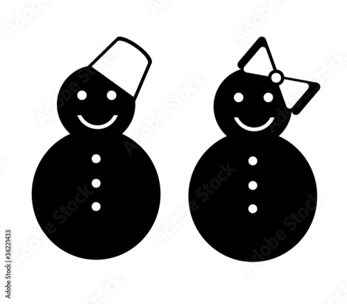 Illustration: snowman snowwoman symbol isolated on white snowman snowwoman symbol isolated on white