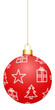 Boule de Noël rouge avec décorations blanches Boule de Noël rouge avec décorations blanches