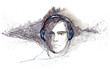 man listen to music in headphones (series C)