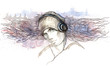 man listen to music in headphones (series C)