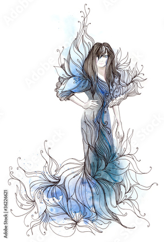 Illustration: fashion dress ornate with flowers (series C) fashion dress ornate with flowers (series C)