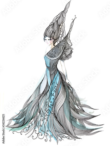 Illustration: beautiful evening dress (series C) beautiful evening dress (series C)