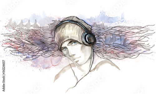 Photo: man listen to music in headphones (series C) man listen to music in headphones (series C)