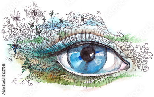 Illustration: summer human eye summer human eye