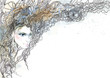 Illustration: beautiful woman with ornate hair beautiful woman with ornate hair