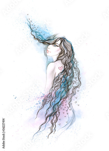 Photo: beautiful woman with ornate hair beautiful woman with ornate hair