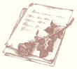 Vector sketch of roses on the old letter Vector sketch of roses on the old letter