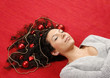 Woman with christmas decorations