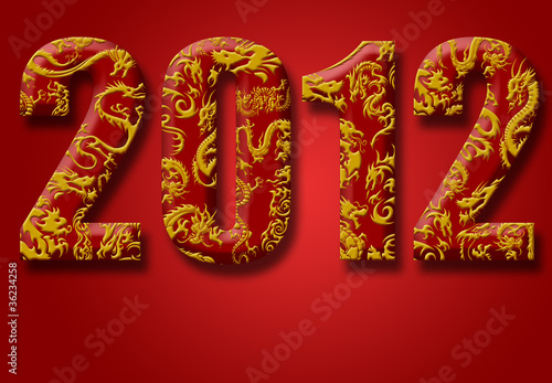 Illustration: 2012 Chinese Year of the Dragon Red Background 2012 Chinese Year of the Dragon Red Background