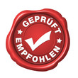 siegel geprüft und empfohlen button rot freigestellt