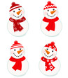 Cute vector snowmen collection isolated on white ( red )..