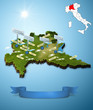 Mappa Lombardia Cartina Cartoon Aeroporti 3d