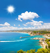 turquoise sea and perfect sunny blue sky. View of mediterranean