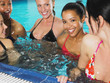 Five women in pool Five women in pool