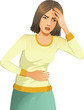 Woman with stomach issues and headache