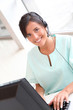 Portrait of beautiful nurse with headset on