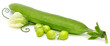 Green Peas in Pod with Tendrils and Pea Flower Isolated on White