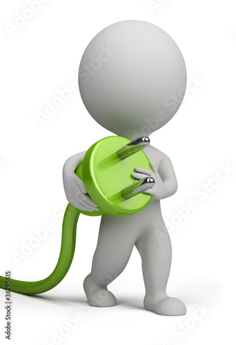 Illustration: 3d small people - plug 3d small people - plug