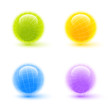Glowing wireframe spheres