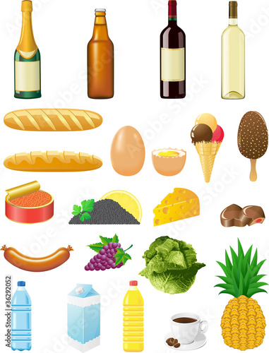 Illustration: set icons of foods set icons of foods