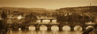 View at The Charles Bridge  and Vltava river, Sepia