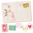 Baby Girl Shower Card with set of stamps