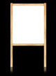 Empty whiteboard with wooden frame isolate on black background.