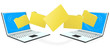 Vektor: Laptop computers transferring files Laptop computers transferring files