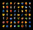 Realistic icons set on black background