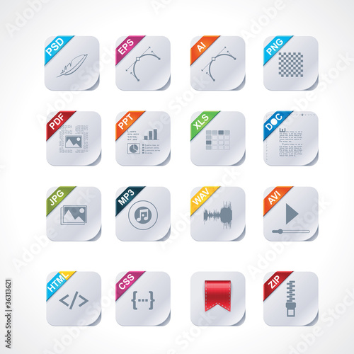 Vector: Simple square file labels icon set Simple square file labels icon set