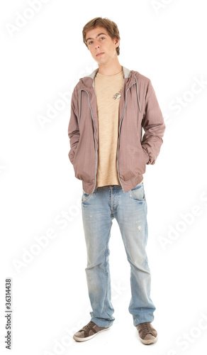 Photo: young man in casual jacket with hands in pocket, full length young man in casual jacket with hands in pocket, full length