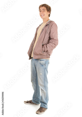 Photo: young man in casual jacket with hands in pocket, full length young man in casual jacket with hands in pocket, full length