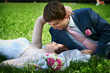 Happy bride and groom