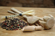 Freshly dried peppercorn on wooden table in the kitchen Freshly dried peppercorn on wooden table in the kitchen