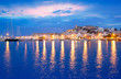Ibiza island night view of Eivissa town Ibiza island night view of Eivissa town