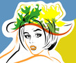 Visage fille chapeau déguisement Sainte Catherine
