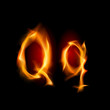 Fiery font. Letter Q