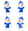 Cute vector snowmen collection isolated on white ( blue )..