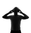Silhouette of DJ with headphones