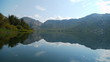 Perfect smooth & reflection of mountain lake in East Kazakhstan