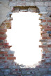 Hole in the brick wall with copy space