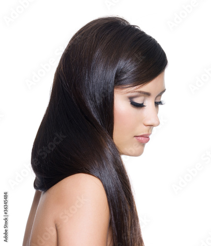 Photo: pretty woman with long straight brown hair pretty woman with long straight brown hair